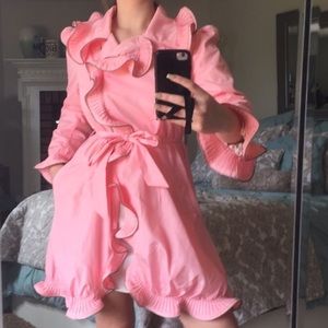 Pink Ruffle Zip Rain Jacket
